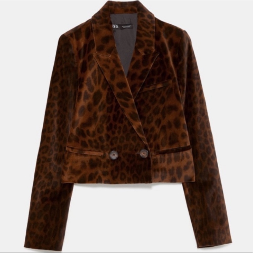 Zara cropped leopard blazer